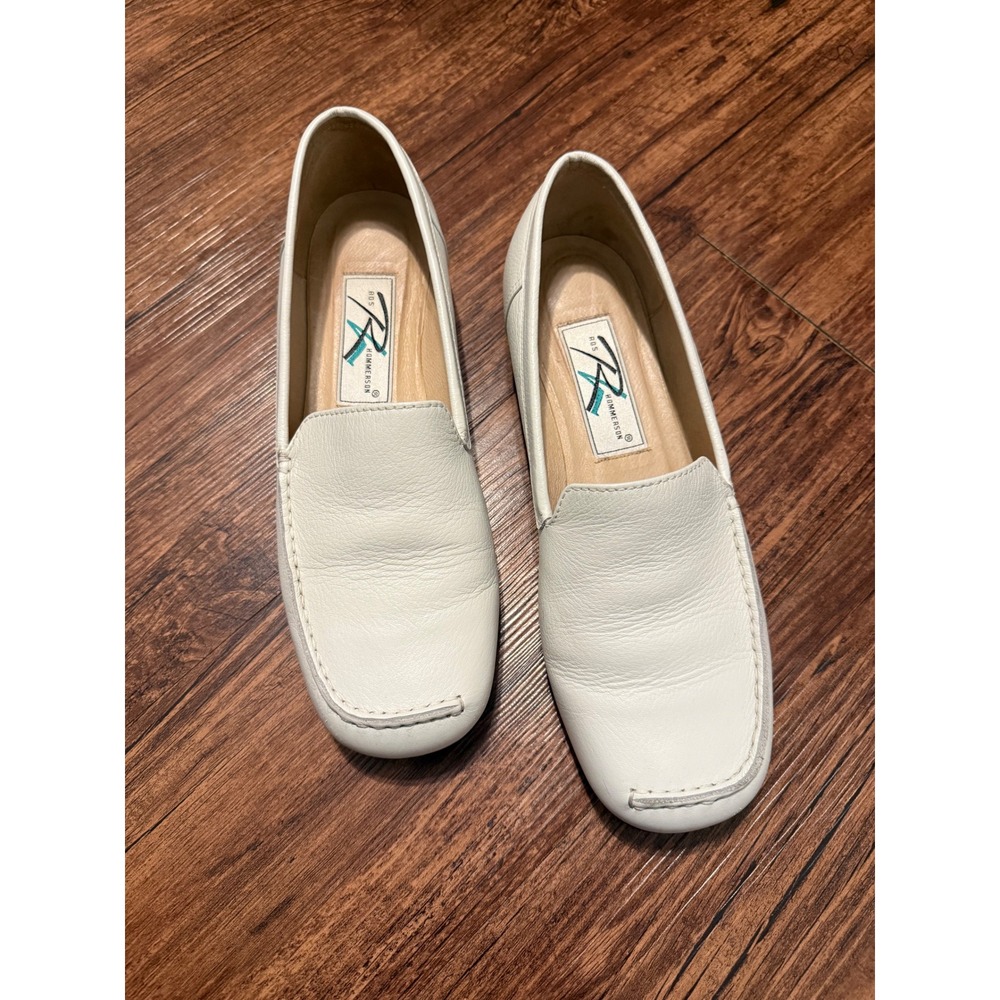 Ros Hommerson Womens White Leather Square Toe Loafers H23215 Size 9M‎